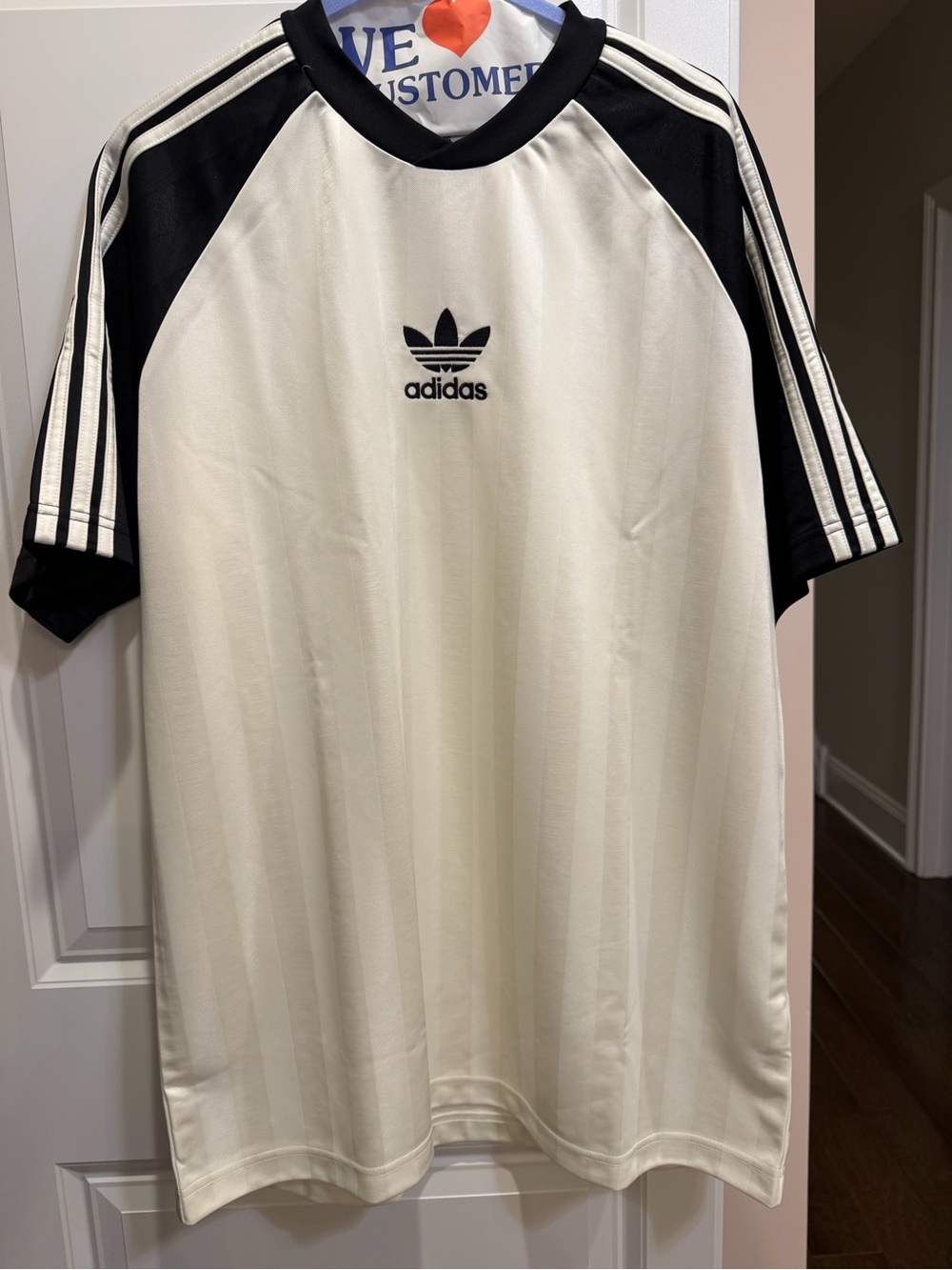 adidas White & Black Trefoil Short Sleeve Jersey NWT